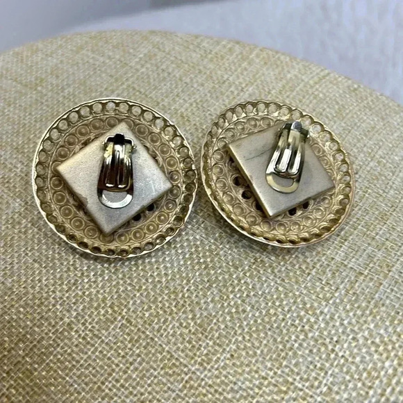 Vintage Statement Earrings / Shoe  Accents Gold Tone & Multicoloured - Picture 6 of 8